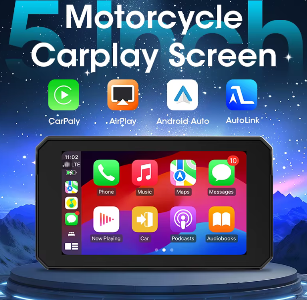 pantalla Android para moto con conectividad, Apple CarPlay y Android auto